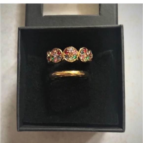 J Crew Stackable Crystal Ring Set NWT Size 8 Multi - Picture 4 of 5